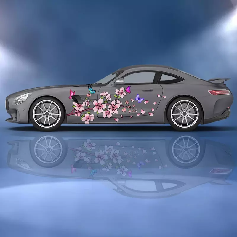 Bunga kupu-kupu bunga sakura stiker sisi mobil Kertas vinil motorsport cat aksesoris cocok untuk truk suv stiker mobil