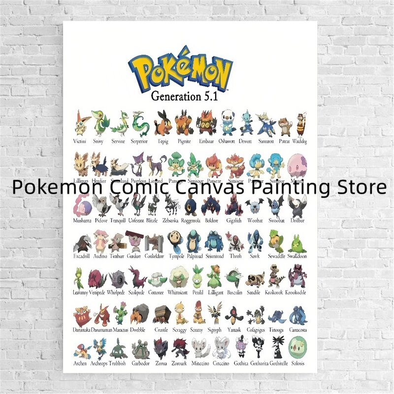Anime japonês Periférico Pokemon Poster Decor, Pikachu Charizard Pintura, Wall Art, Lona Aquarela, Decoração moderna do quarto