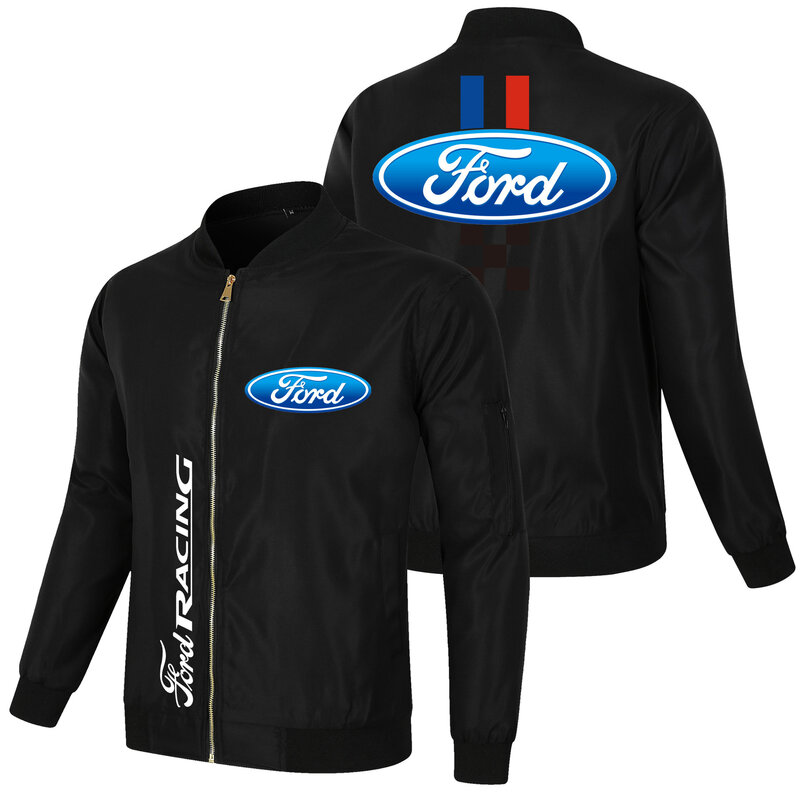 Spring and Autumn New Men's Casual Sports Large Size Trendy Zipper Loose Ford Racing Car Logo Men's Jacket