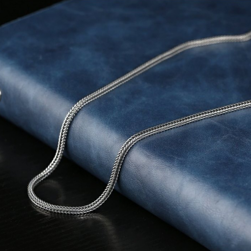 Kalung Rantai ekor rubah persegi klasik perak asli untuk pria wanita S925 kalung rantai sweter chsin perak perhiasan halus