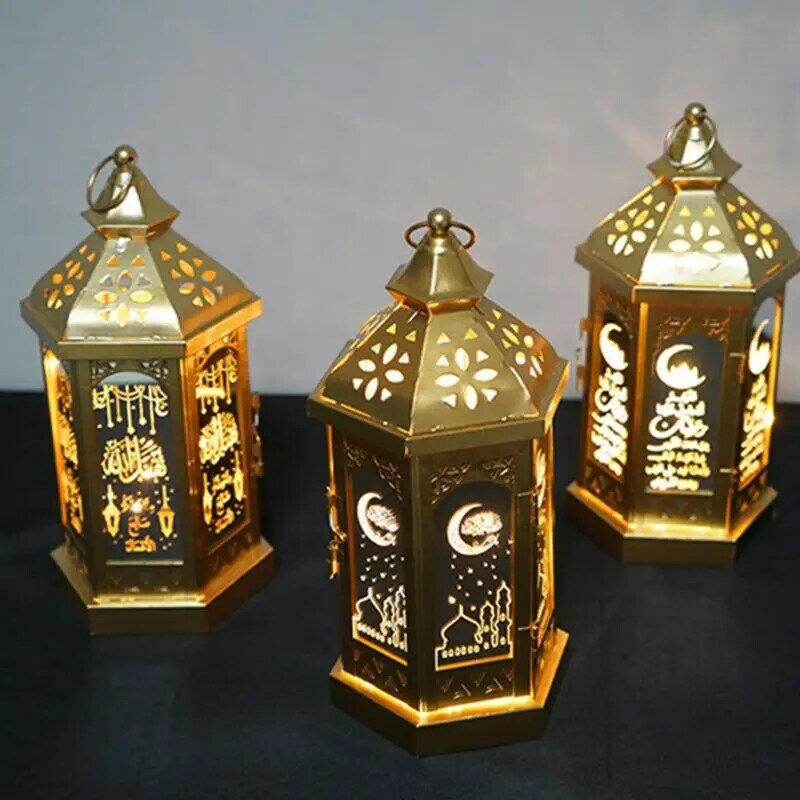 Islam Moslim Eid Mubarak Lampen Metalen LED Nachtlampje Ramadan Decoratie Voor Thuis Festival Feestartikelen