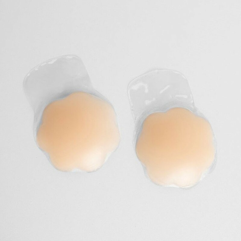2 buah penutup puting silikon tidak terlihat dapat digunakan kembali wanita perekat payudara dada Bra pita angkat Pasties Pad Mat Aksesori stiker