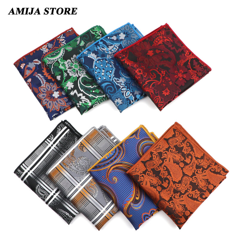 Luxury Paisley fazzoletto da uomo Party Classic Hanky Red asciugamani cravatte Fit Floral For Wedding Bussiness Jucquard Necktie Suit