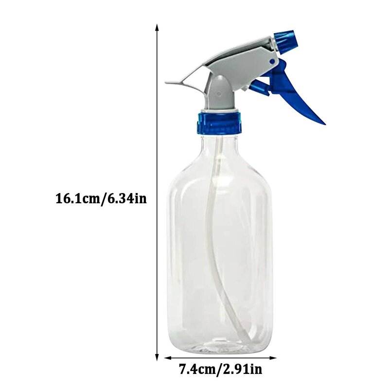 2 botellas de plástico con pulverizador transparente, botella vacía con boquilla ajustable para soluciones de limpieza de pelo de jardín y cocina