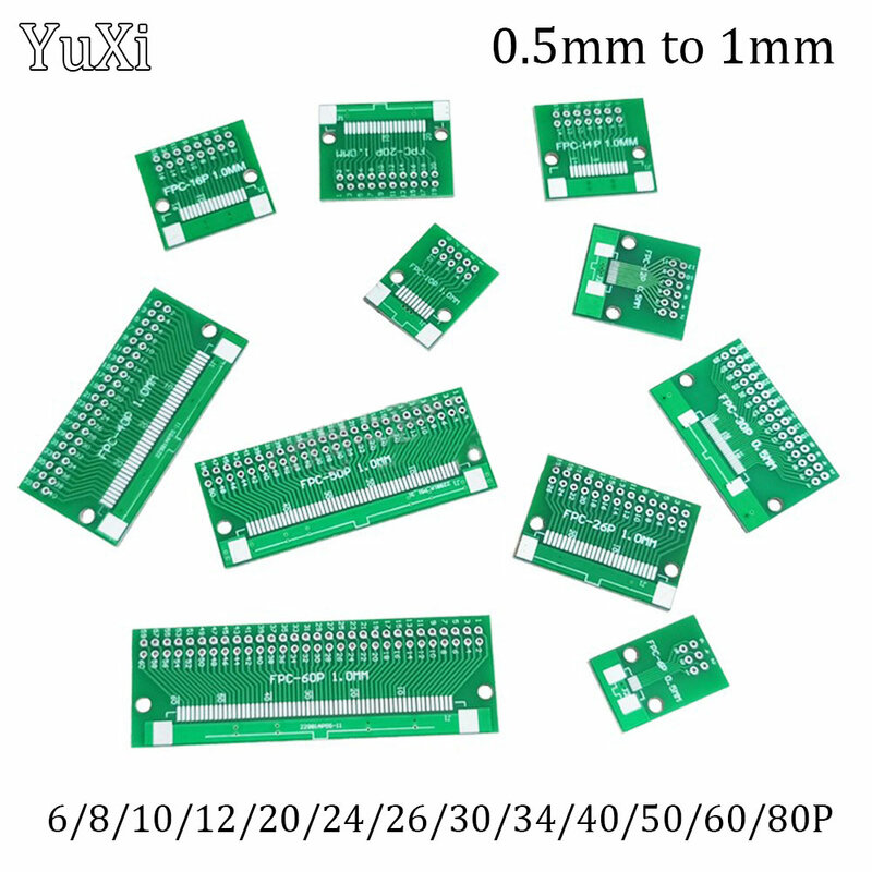 Placa de adaptador fpc 0.5mm a 1.0mm passo a 2.45mm soquete para pcb 6/8/10/12/20/24/26/30/34/40/50/60/80 pino diy soldada Conector