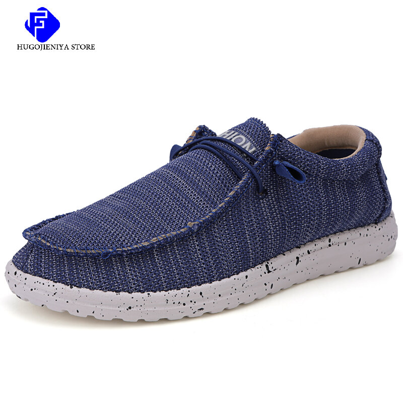 2023 New Summer Men's Canvas Lazy Boat Shoes Outdoor Convertible Slip On Loafer Fashion Casual Flat Non Slip Deck Shoes Big Size