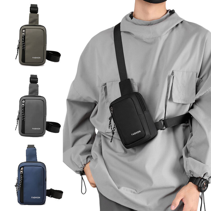 Мужские нагрудные сумки из ткани Оксфорд, повседневная миниатюрная сумка через плечо, Маленькая мужская сумка на ремне, диагональный маленький рюкзак, мессенджер для телефона