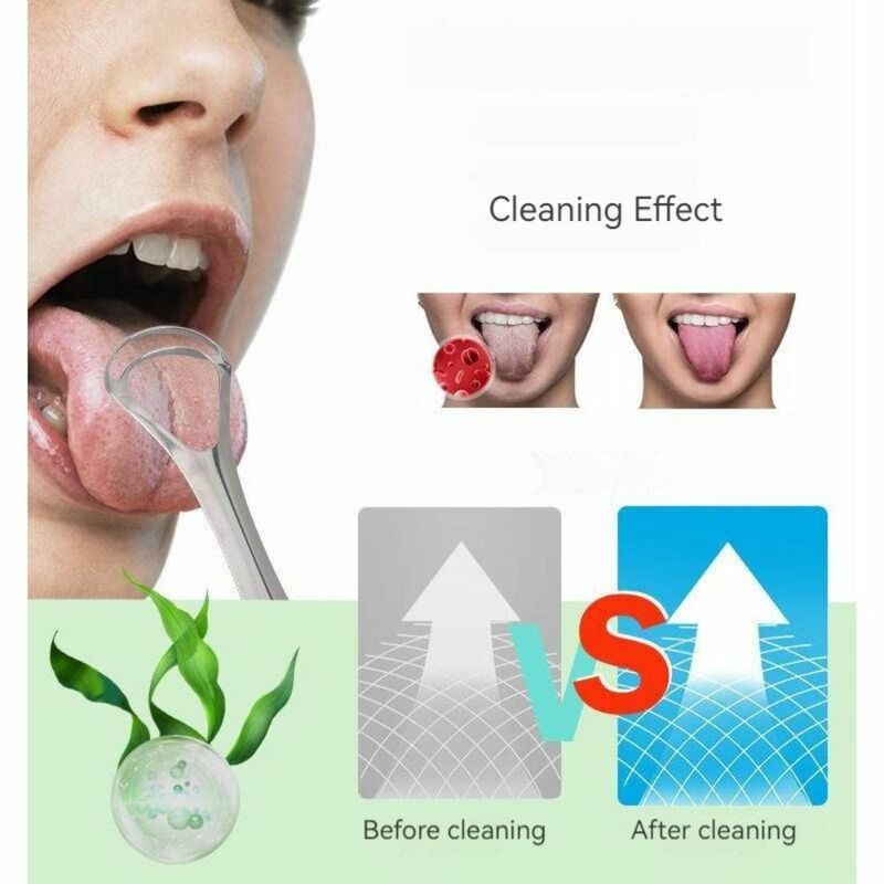 Reduce Bad Breath Double-deck Tongue Scraper Fresh Breath Tongue Cleaner Reusable Tongue Brush for Travel Home Adults Kids