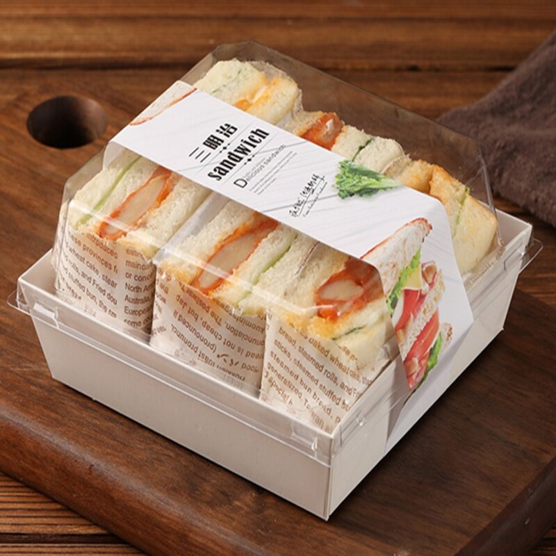 Kotak Sandwich sekali pakai produk kustom bentuk kotak Sandwich diskon besar kotak untuk kemasan