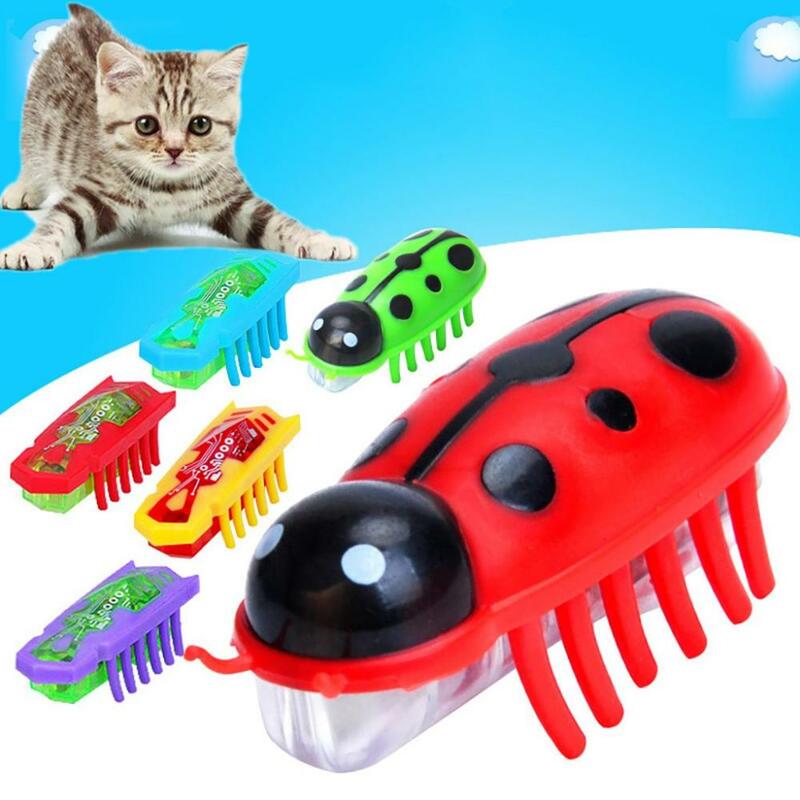 Creativo Mini colorato fuga automatico agitare coccinella elettrica giocattolo per animali domestici giocattolo per gatti forniture interattive per animali domestici
