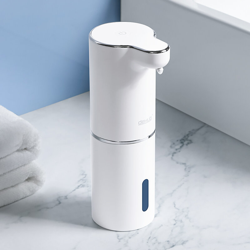 Dispenser Sabun Busa Otomatis Kamar Mandi Mesin Cuci Tangan Pintar dengan Pengisian Daya USB Putih Bahan ABS Kualitas Tinggi