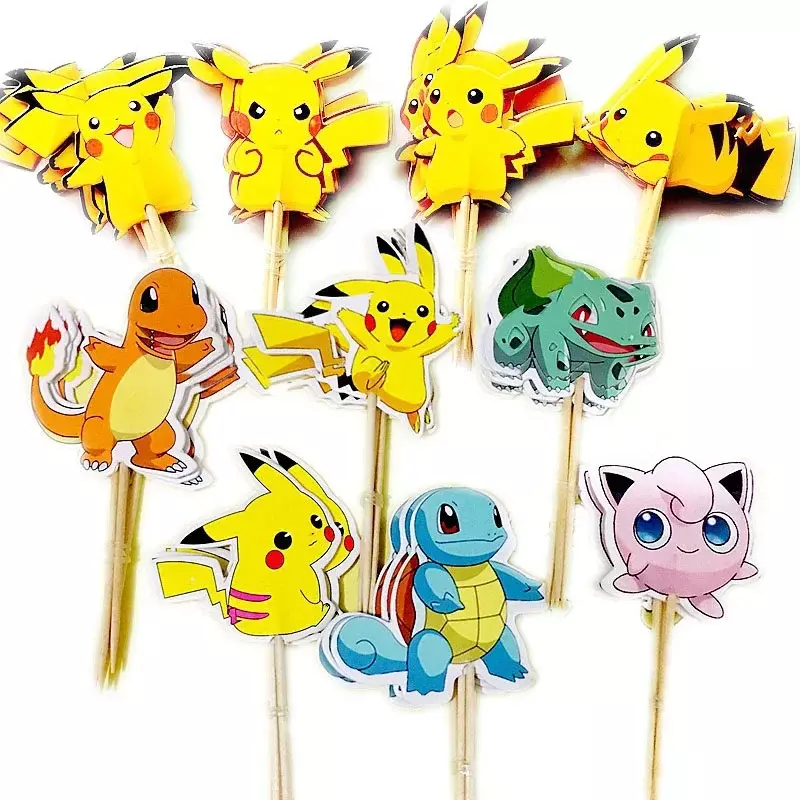 Kawaii Pokémon Cake Topper, Pikachu, Figura Charizard, Decoração de Feliz Aniversário Infantil, Brinquedos de Fornecimento, Presente