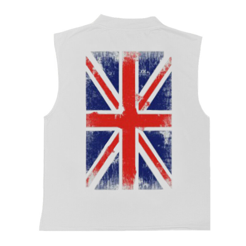 Japanese And Korean Style Men's Suit Summer Fashion Large British Flag Print Sleeveless Vest And Shorts Two-piece Tracksuit