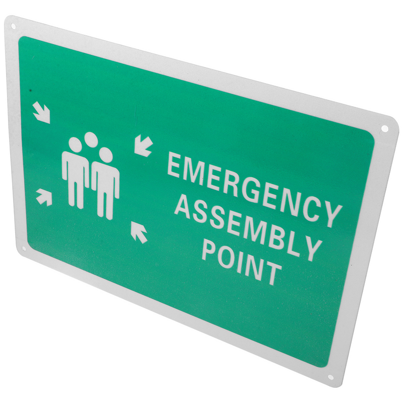 Señal de advertencia de aluminio, señal de punto de montaje de emergencia para área pública
