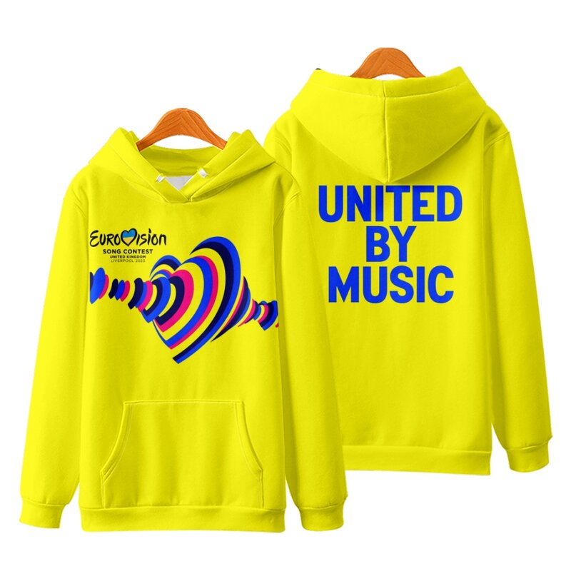 Eurovision 2023 Heartbeat Hoodie Long Sleeve Women Men Sweatshirt Eurovision Song Contest United By Music Fashion Clothes