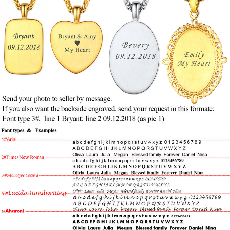 U7 персонализированное фото ожерелье винтажный Овальный Круглый кулон в форме сердца на заказ семейная пара детей Мемориал ювелирные изделия