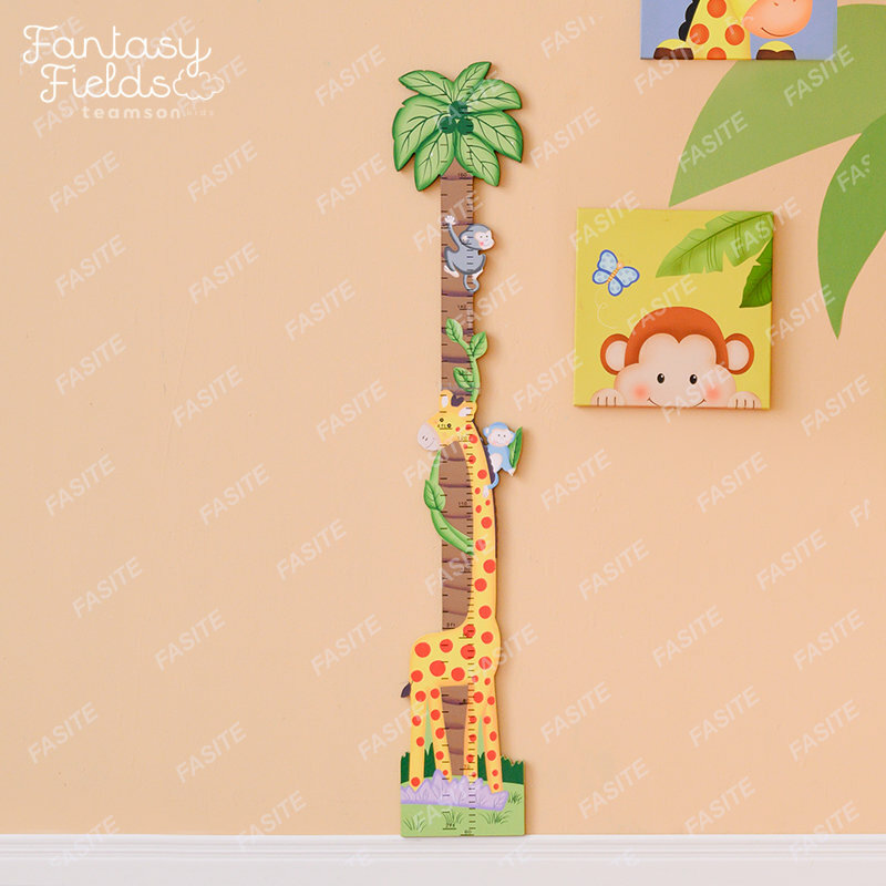 Fanduoqi-Regla de medición de altura para niños, bolsa de bendición con tema pintado de madera, marca de crecimiento de habitación infantil