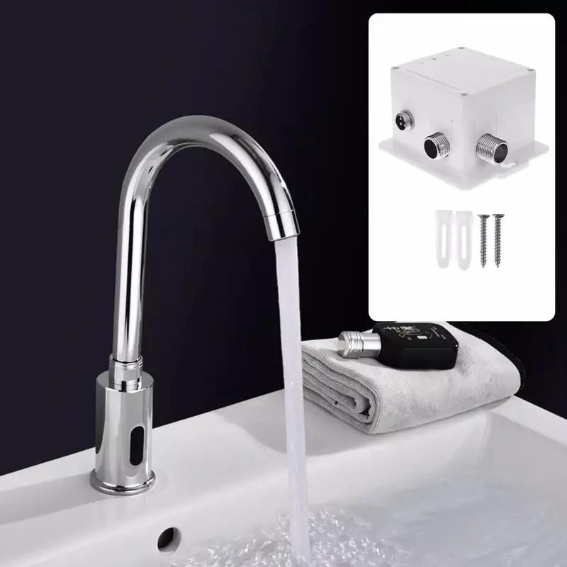Sensor Infravermelho Automático Bacia Sink Torneira Touchless Torneiras De Água, Sensor De Poupança De Água, Deck Mount Sense, Toque Livre