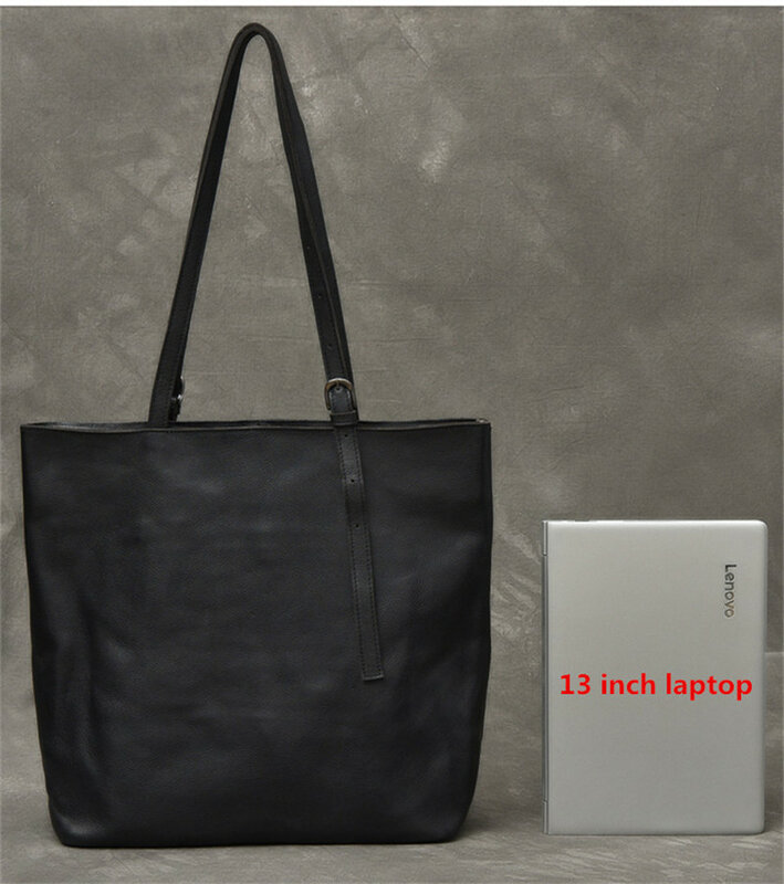 Вместительная мужская сумка-тоут из натуральной кожи, модная повседневная простая черная сумочка на плечо из мягкой воловьей кожи
