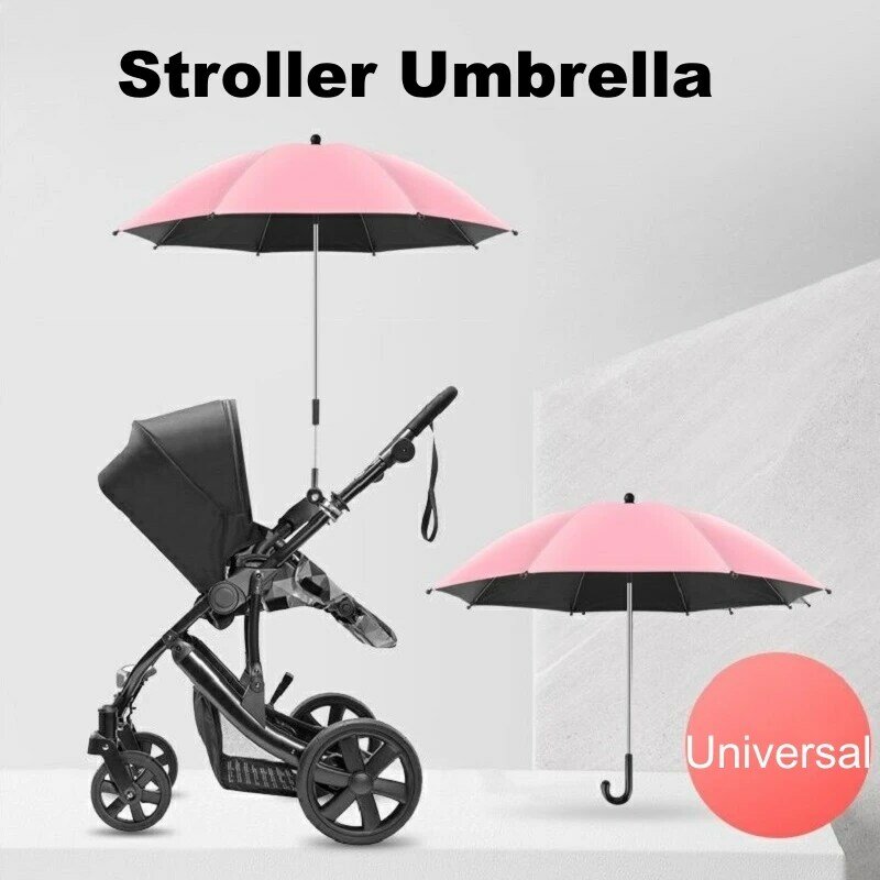 Parapluie Universel pour Poussette de Bébé avec Pince, Pare-Soleil Réglable à 360 °, Étanche, pour Chariot de Landau, Chaise de Plage