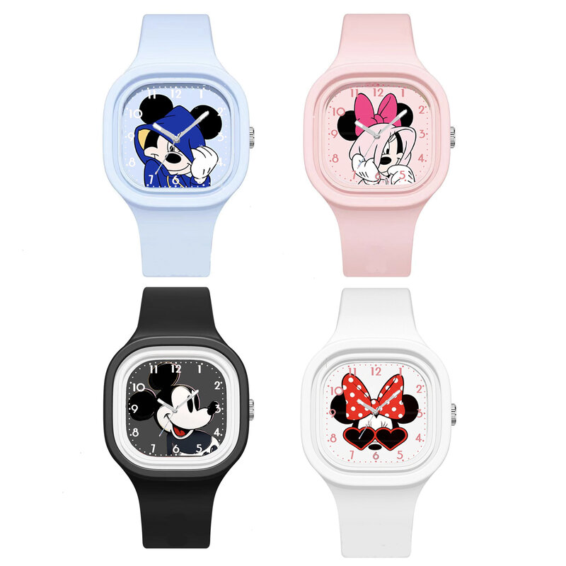 Disney-ミッキーとミニーの時計,女性と女の子のための派手な時計,かわいい,アニメ,カワイイのおもちゃ,子供のアクセサリー
