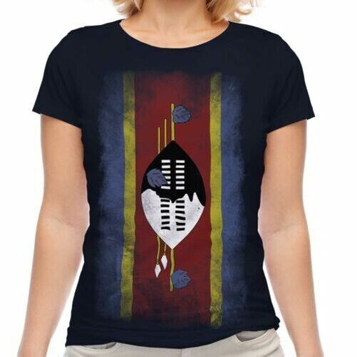 Camiseta descolorida de Bandera para Mujer, Camiseta de manga corta 100% algodón, Camiseta de Fútbol de Swazi, Regalo de alta calidad