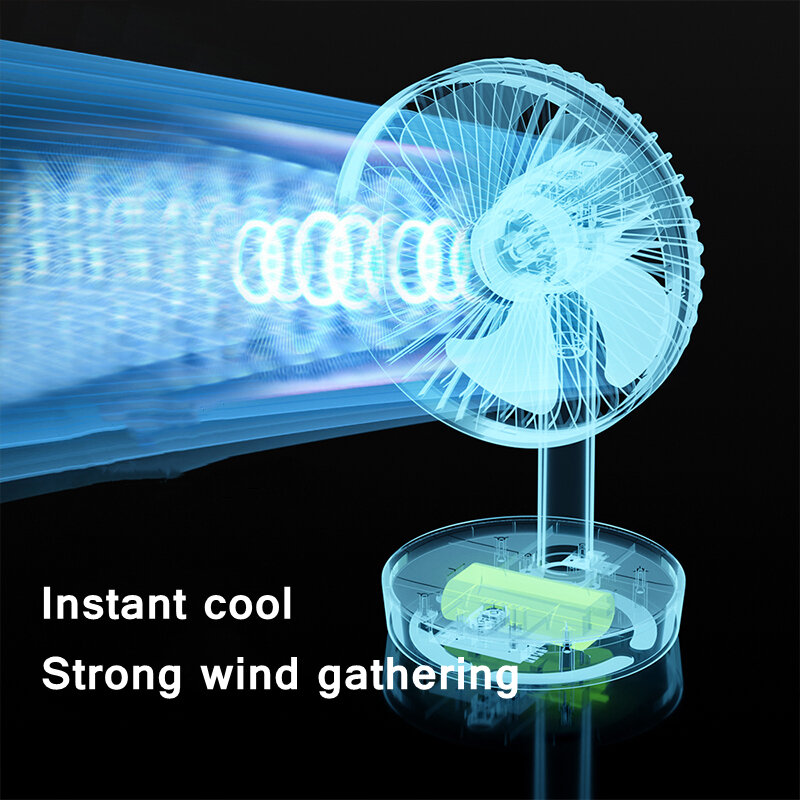 Desktop Rechargeable Fan Small Portable Air Conditioning Appliances Auto Rotation Ventilador 3-speed Wind Silent for Home Office