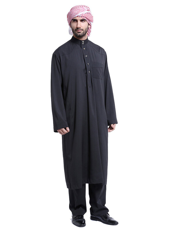 Uomini Jubba Thobe musulmano due pezzi Set per uomo Pakistan Dubai saudita Abaya preghiera abbigliamento islamico culto vestito arabo Ramadan