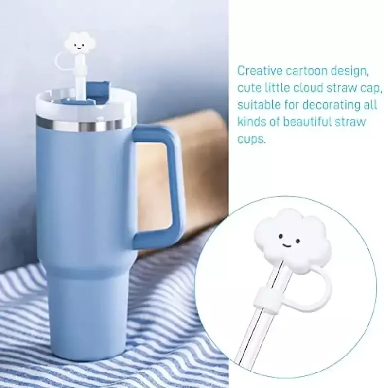 3 Pack Compatible with Stanley 30&40 Oz Tumbler, 10mm Cloud Shape Straw Covers Cap, Cute Silicone Cloud Straw Covers