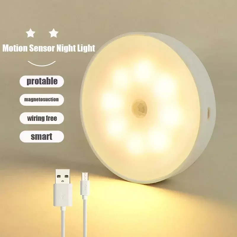 LED Sensor de Movimento Luz, Luz Noturna Sem Fio, Sob O Armário, Lâmpada Do Armário, Inteligente Montado Na Parede, Indução Do Corpo, Home Decor
