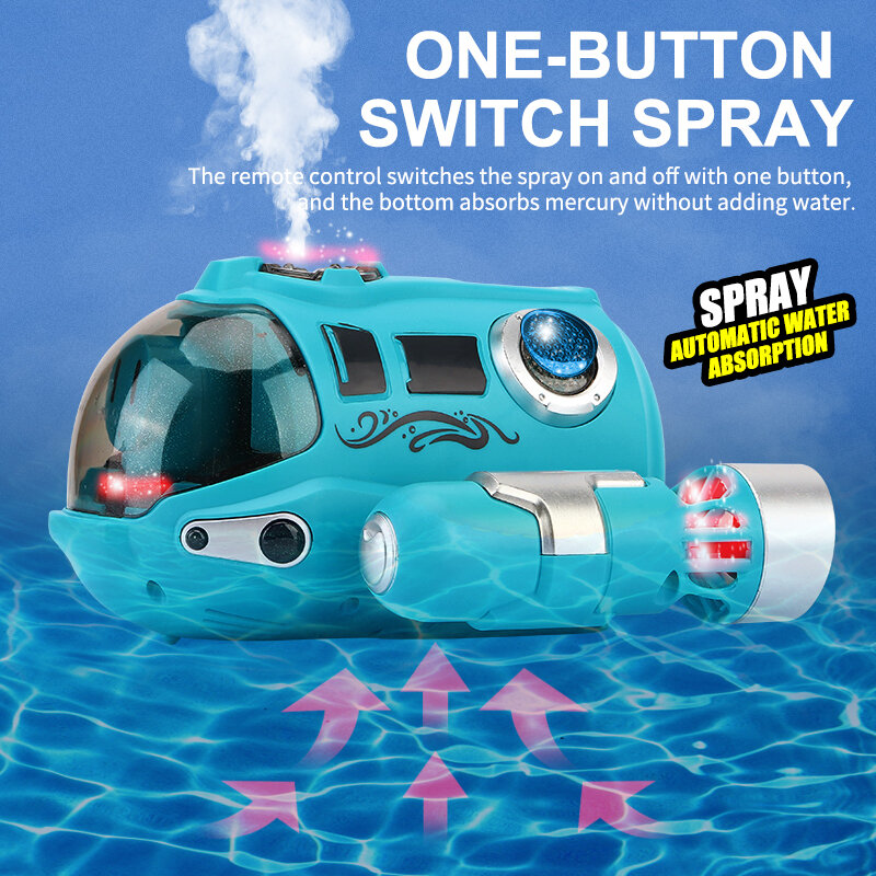 Barco a Control remoto de 2,4 GHz para niños y niñas, juguete de barco a prueba de agua con pulverización para piscina, baño, regalo