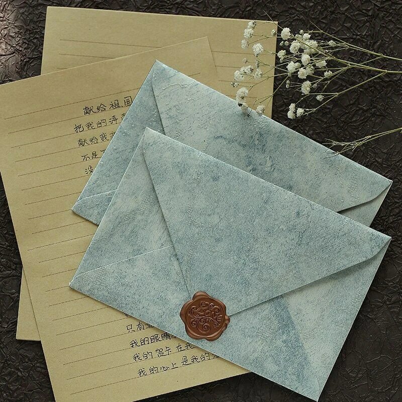 고급 250g 복고풍 종이 봉투 5 개/묶음, 소규모 비즈니스 결혼식 초대장용 봉투 편지지 엽서
