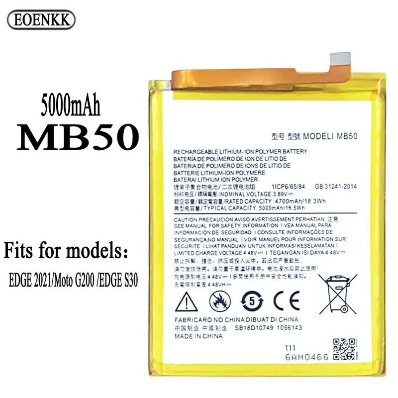 Batterie MB50 pour Motorola MOTO EDGE 2021/Moto G200 /EDGE S30, pièce de réparation, capacité d'origine, Batteries de téléphone portable
