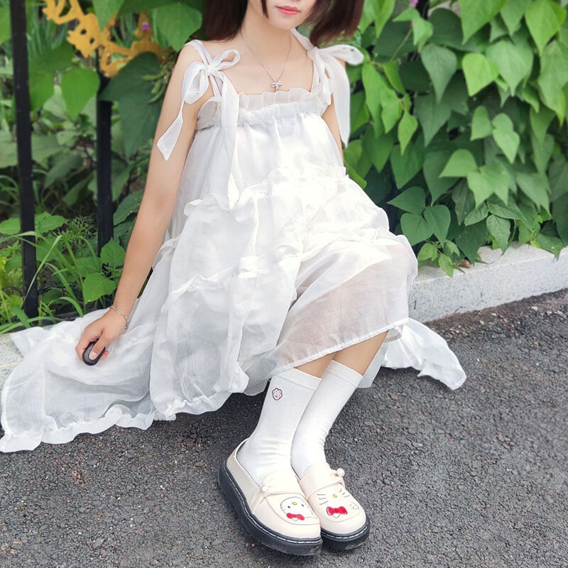 Sanrio Hello Kitty – chaussures en cuir pour femme, uniforme Kawaii Lolita fille JK à fond plat, chaussures simples polyvalentes Y2k, nouvelle collection automne 2022