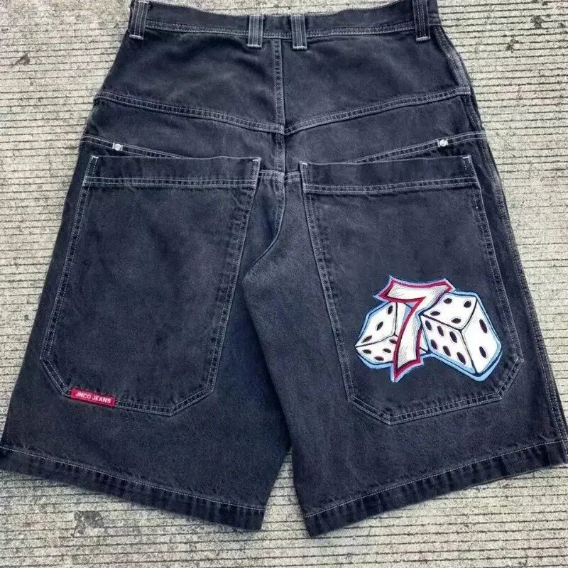 JNCO Y2K baggy jeans Denim Shorts Harajuku vintage pattern Men Women Hip Hop New Summer Gothic Men Basketball Shorts Streetwear