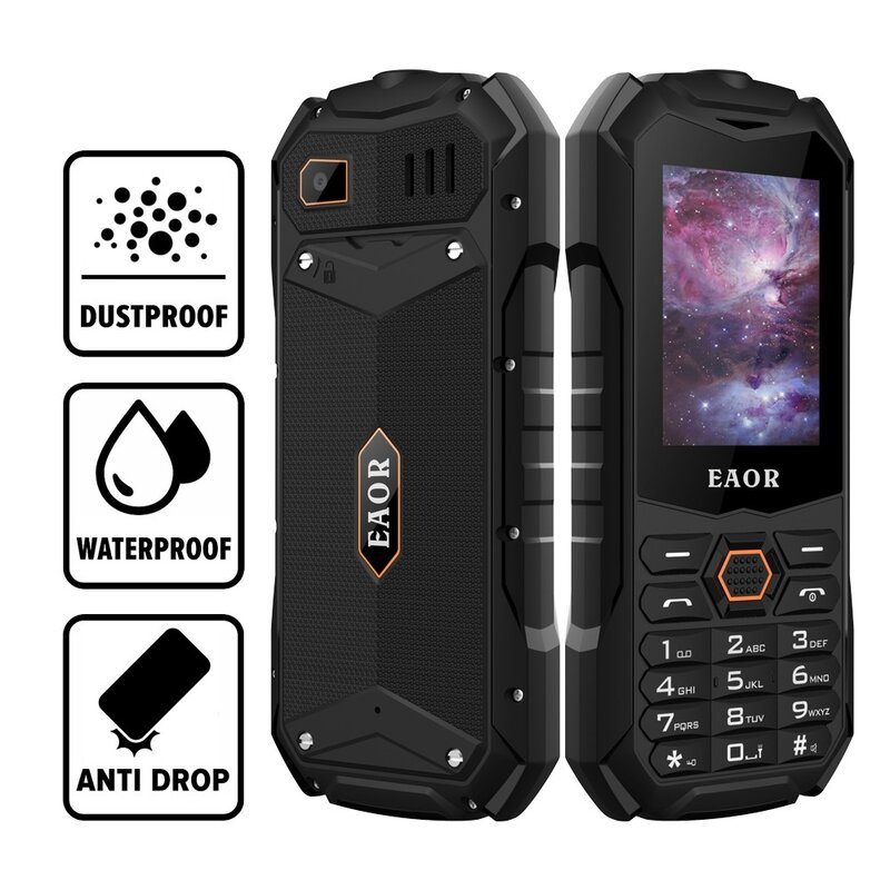 To IP68 Waterproof Phone Slim Rugged Phone Shockproof 2000mAh Dual SIM Keypad Phones Feature Phone with Glare Torch Cellphone