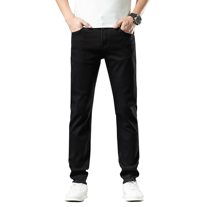 Jeans Slim Straight pour hommes, Jeans noirs simples, Street Polyvalent, Chimfjj, Nouvelle mode, Printemps, Automne, 2024