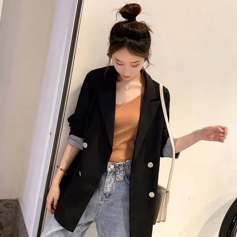 Koreanische Dame schwarz Blazer Tops Jacke weiblich britischen Stil Anzug Mantel Frauen Design Sinn modische vielseitige Blazer Tops Jacke