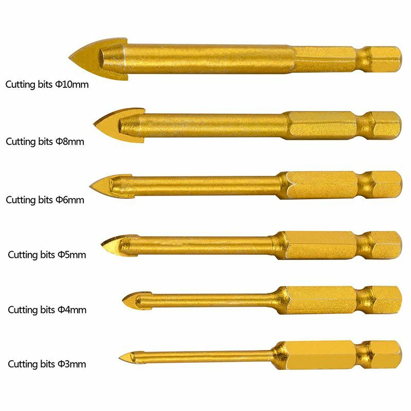 6Pcs Glass Drill Bits Set Tile Ceramic Drilling Set 3/4/5/6/8/10Mm With 1/4Inch Hex Shank For Porcelain Marble Mirror