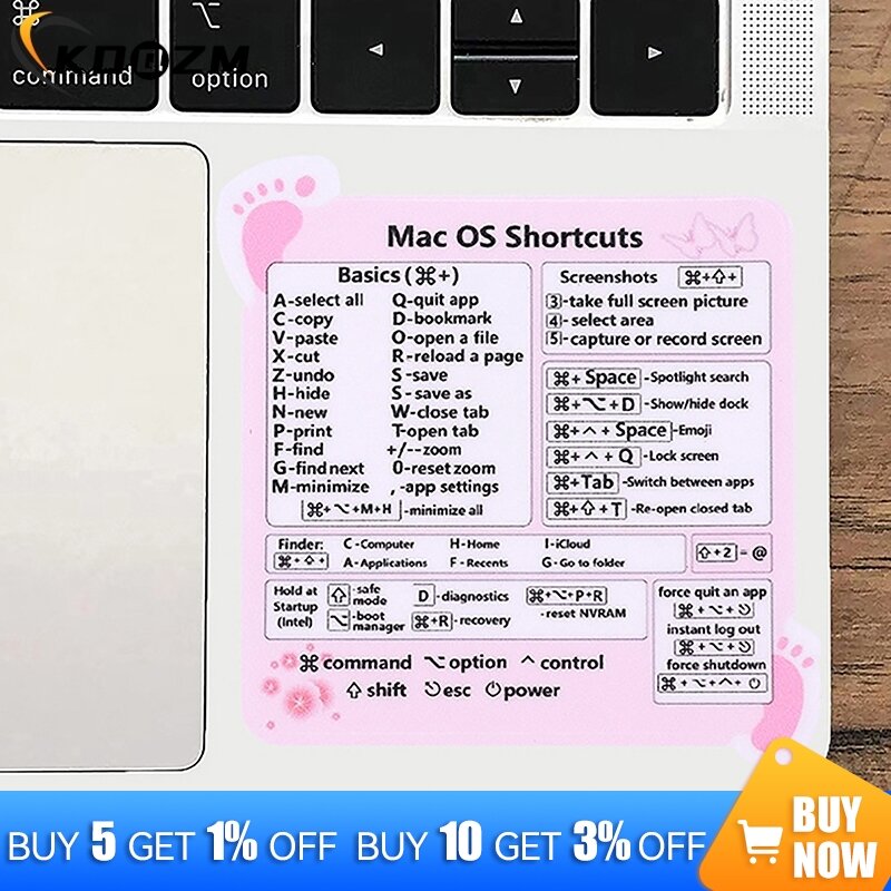 Pegatina de llave de acceso directo para MacBook Pro 13 /Air 13, calcomanía de Windows Word Excel, atajos para sistema Mac OS, 13-16 ", 1 unidad, nueva