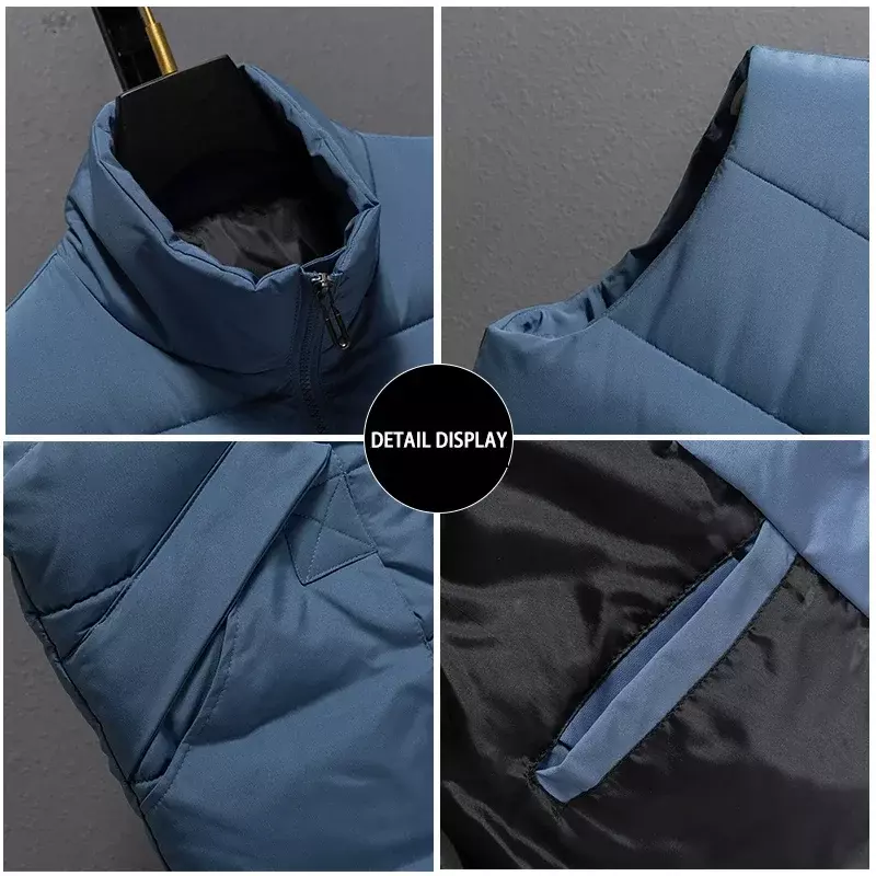 Gilet da uomo autunno inverno 2023 New Casual Zipper Warm Stand Collar giacche senza maniche imbottite in cotone con grandi tasche