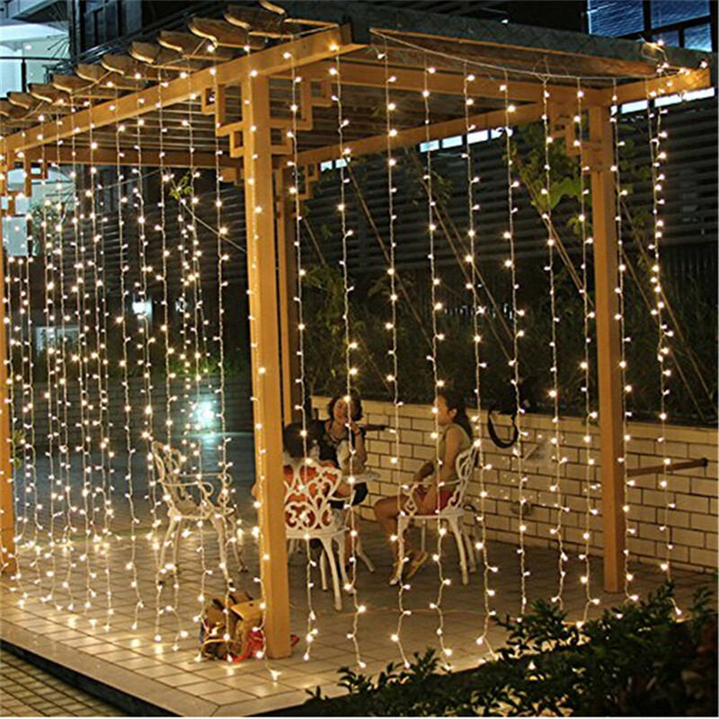 Cortina de luces LED de 3x3m, guirnalda de luces de Navidad, hadas, hogar al aire libre, boda/fiesta/cortina/Decoración de jardín
