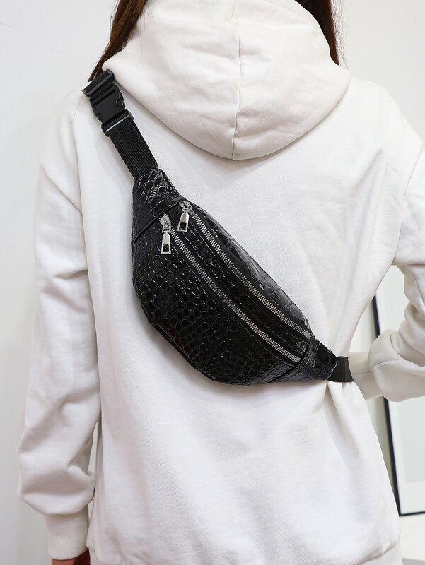 Crocodile Pattern Waist Bag Chest Bag Waterproof Highlight Fanny Pack Shoulder Messenger Bag Outdoor Sports Running Phone Bag