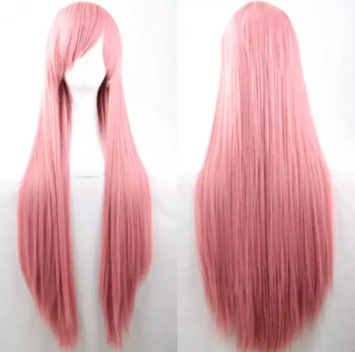 Hot Pink 32" Long Straight Cosplay Wigs High Quality Hair Women Resistant Wigs