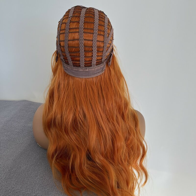 Pelucas largas de Cosplay para mujer, pelo de fibra segura con calor, jengibre, naranja, cabeza completa