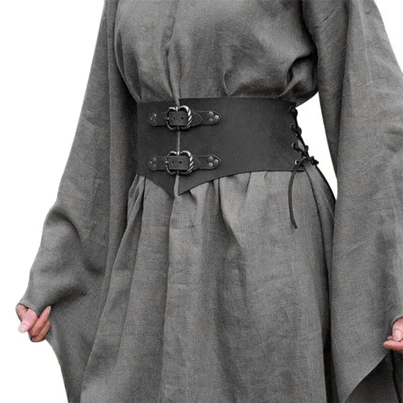 Senhoras cintura larga cinto estilo medieval espartilho com fivela ajustável universal adulto baile formatura vestido camisa