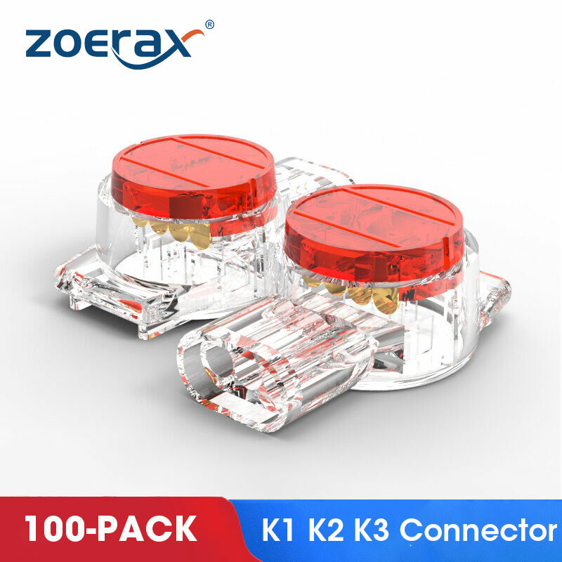 ZoeRax 100PCS K1 K2 K3 Connector ตัวเชื่อมต่อสายไฟ RJ45 RJ11สายไฟ Ethernet โทรศัพท์สาย UY2สายเคเบิลเครือข่าย terminal