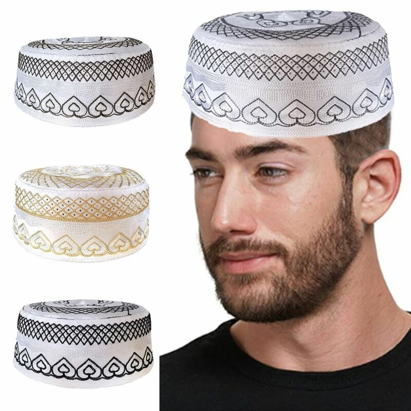 Cappello da preghiera con ricamo in cotone cappello da preghiera musulmano berretto da uomo morbido e delicato sulla pelle berretto ebraico islamico traspirante confortevole