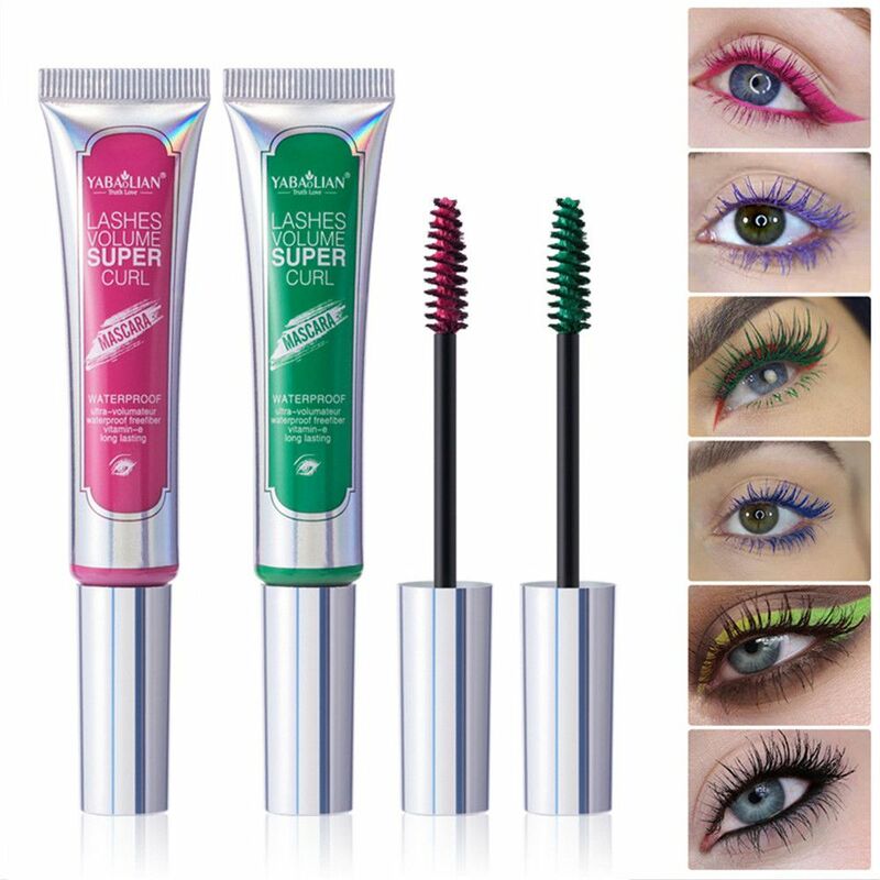 6 farben Make-Up Wimpern Seide Faser Natürlichen Wasserdicht Bunte Mascara Wimpern Locken Verlängerung Wimpern Mascara
