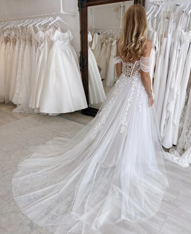 Vestido De Novia For Women Customize To Measure A-Line Lace Appliques Elegant Bridal Gowns Charming Lace Up Back RObe De Mariee